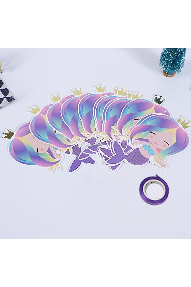 1set Banner Cartoon Mermaid Banners Girl Little Mermaid Party Decoration Wedding Birthday Party Garl
