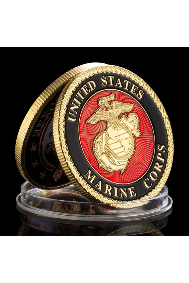 Gold United States Marine Corps Challenge Coin and Heros Valor Prayer for Courage Coin Souvenirs Gol