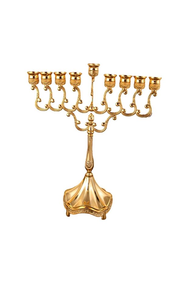 Aureate Hanukkah Menorah Candle Stands Tabletop 9 Branches Candle Holder for Christmas