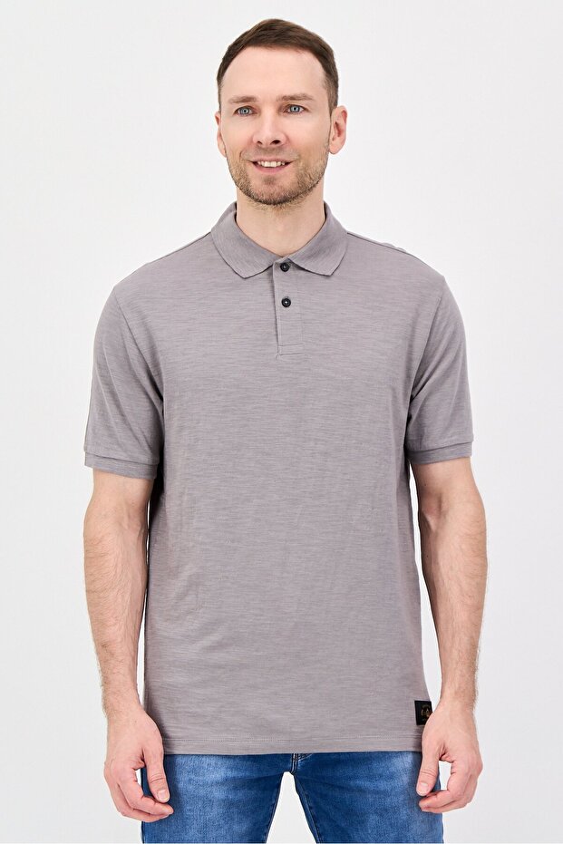 Men Regular Fit Heather Short Sleeve Polo Shirts, Grey
