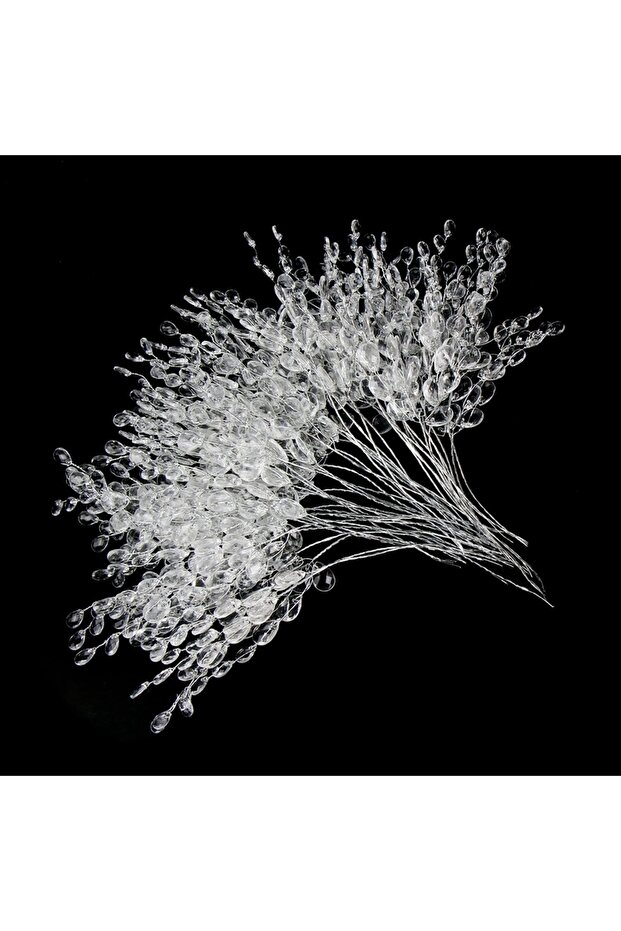 20pcs Clear Artificial White Crystal Acrylic Water Droplet Handmade Wedding Bridal Bouquets Wreath T