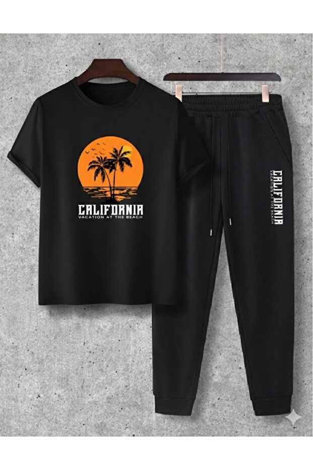 Men's Top-Bottom Set - Men's Relaxed Fit Two-Piece Set - Summer Fabric