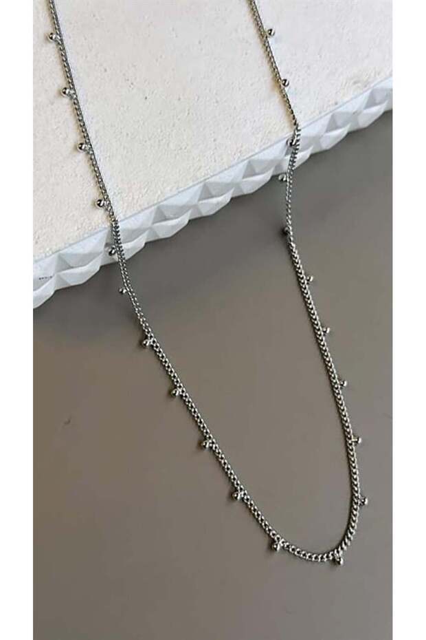 Beaded chain necklace - silver