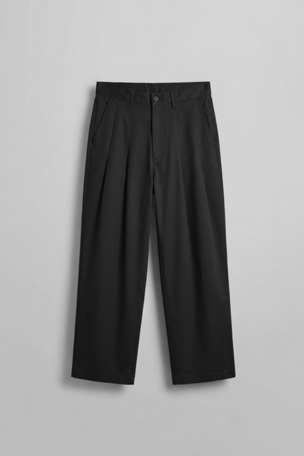Men's Super Baggy Pleated Vintage Trousers Black