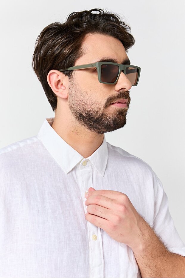 نظارات شمسية مستطيلة للرجال طراز L6009S، لون أخضر - 2
