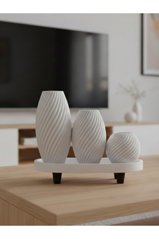 New Design 3 Pieces Indoor Decorative Vase Set 3D Printing 8-14-18 cm