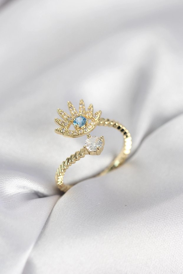 Gold Rk Eye Model Zircon Stone Women's Ring