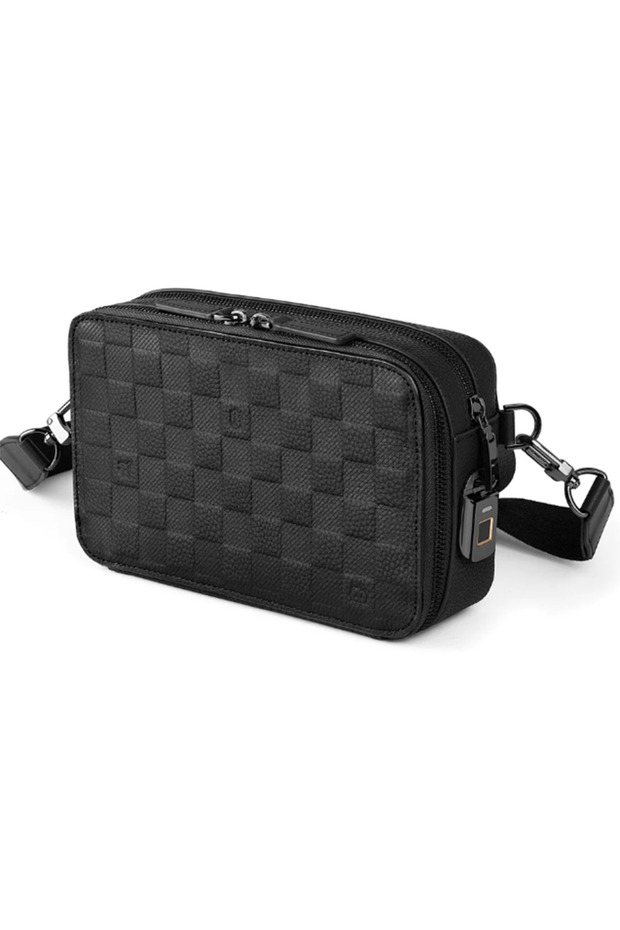 Master Fingerprint Lock Crossbody Bag Genuine Leather Anti-Theft – Black