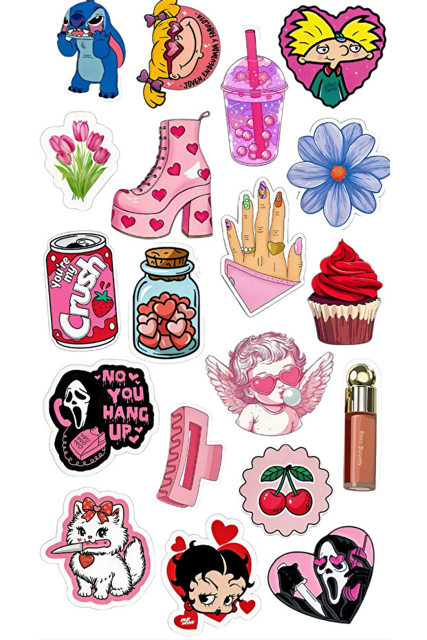 Pink Pop Aesthetic Sticker Set 22X30 cm – Cute Girl Vibes Sticker Pack