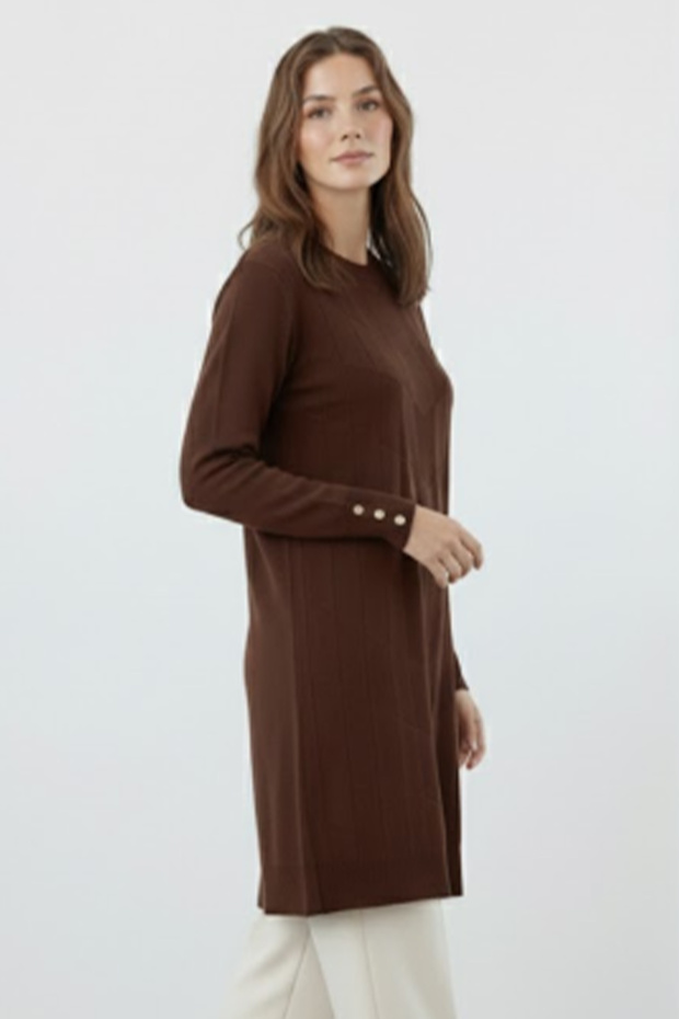 Patterned Tunic N3293 Brown - 3