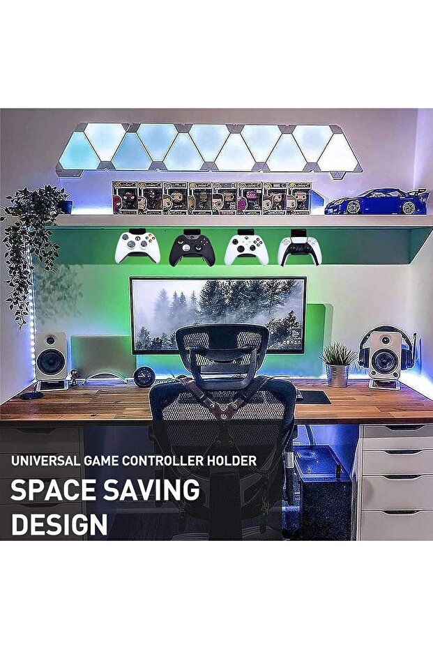 Xspring Controller Table Stand, 2 Pack Multi-Functional Controller Stand with Cable Clips, Space-Sav - 6