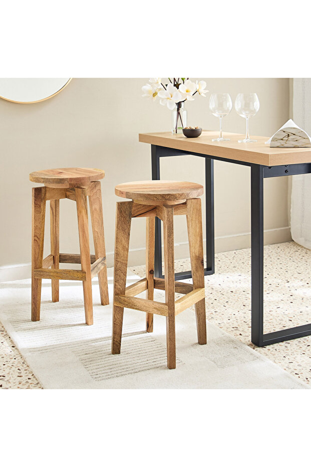 Cavon Rixos Solid Wood Bar Stool - 5