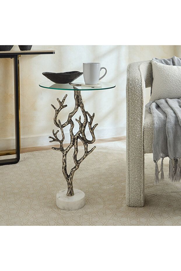 طاولة جانبية من زجاج بانيان - 1