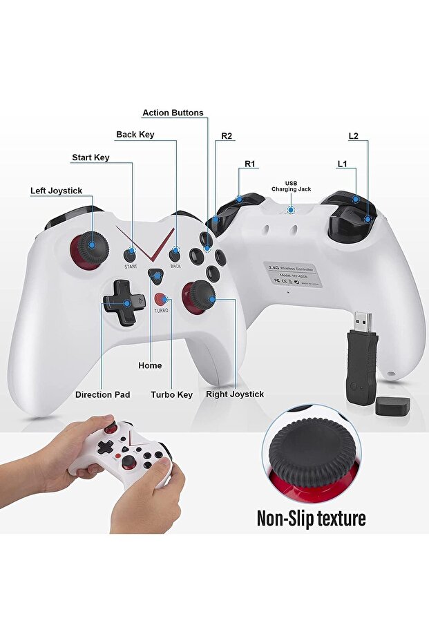 وحدة تحكم لاسلكية من Joyzzz، وحدة تحكم ألعاب متعددة المنصات مع اتصال منخفض التأخير، مريحة - 5