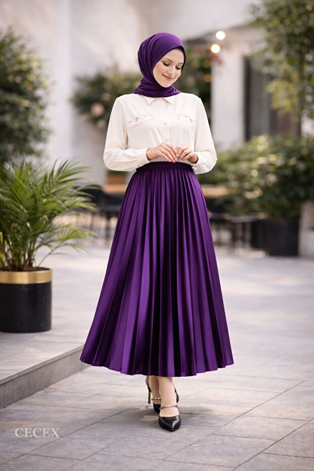 SATEN PİLELİ ETEK - 2