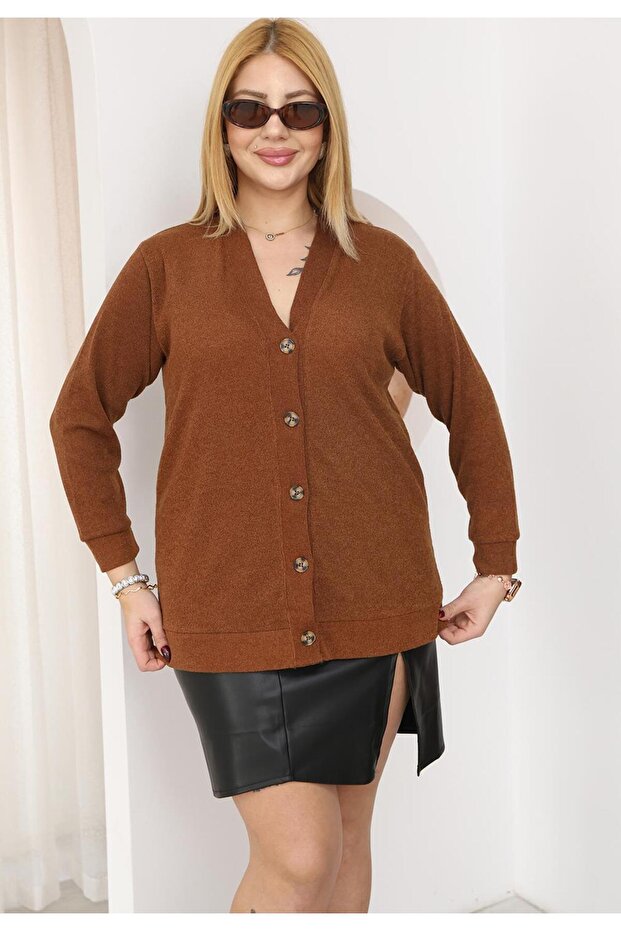 سترة أساسية ناعمة الملمس بمقاس كبير - 1