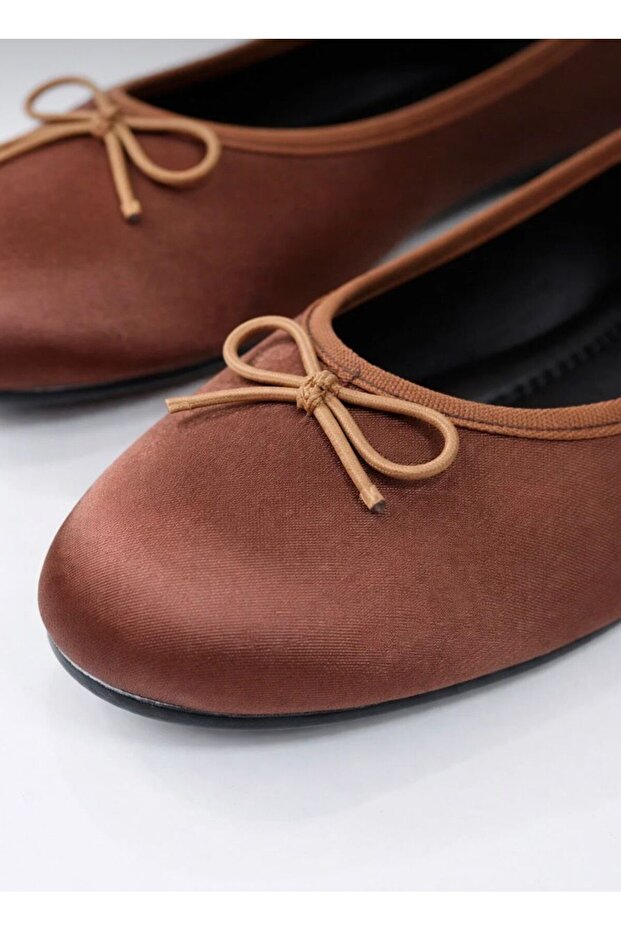 Women's Brown Satin Fabric Comfortable Sole Casual & Stylish Ballerinas