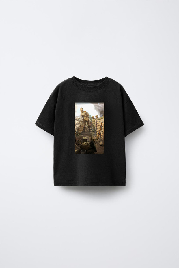 18 March Canakkale Victory Day Printed Children's Crew Neck Black T-Shirt T-Shirt
