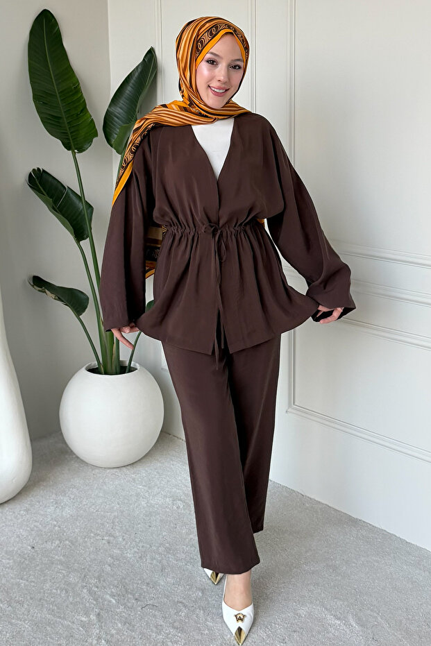 Tied Double Suit Set M3005 Brown