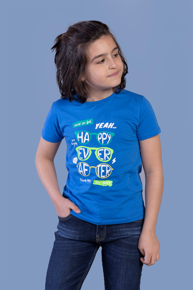 Boy's Printed Crew Neck Short Sleeve T-Shirt