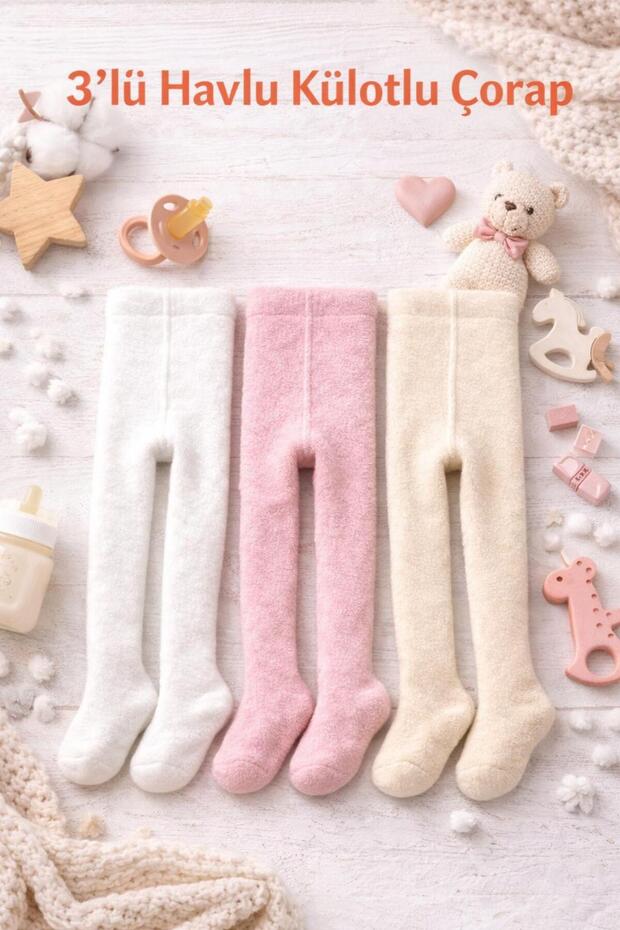 3-Piece Baby & Kids Towel Solid Color Pantyhose