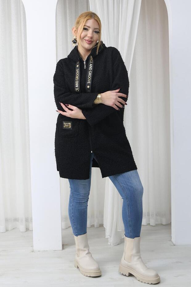 سترة طويلة من قماش البوكليت مقاس كبير - 5