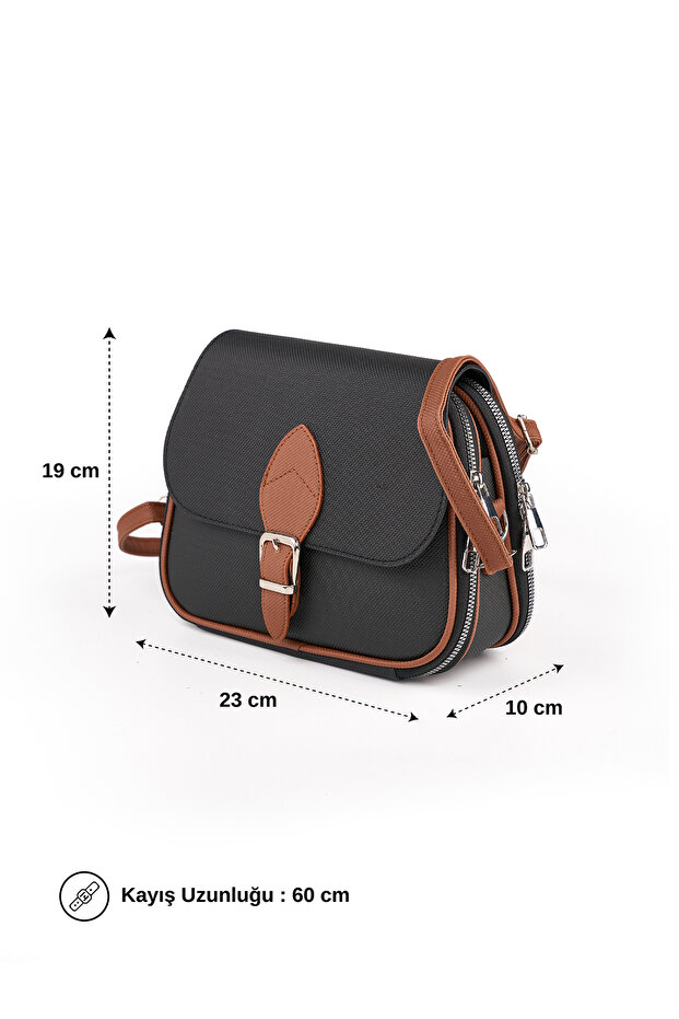 Women's Crossbody Bag with Flap and Zipper, Multi-Compartment Shoulder Bag