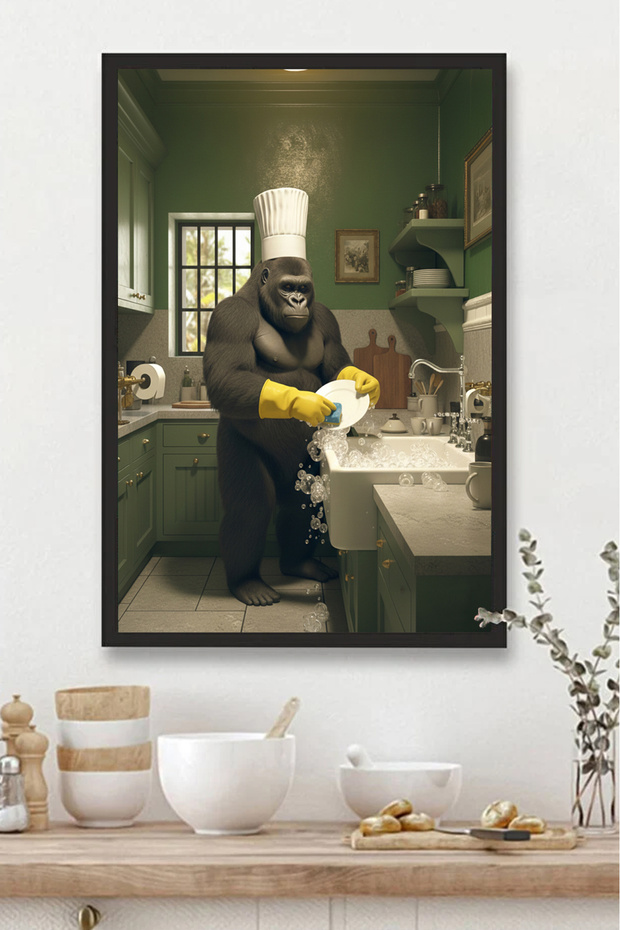 Kitchen Table Mdf Table with Dishwashing Gorilla Pattern for Kitchen | Mtfkmdf - 1