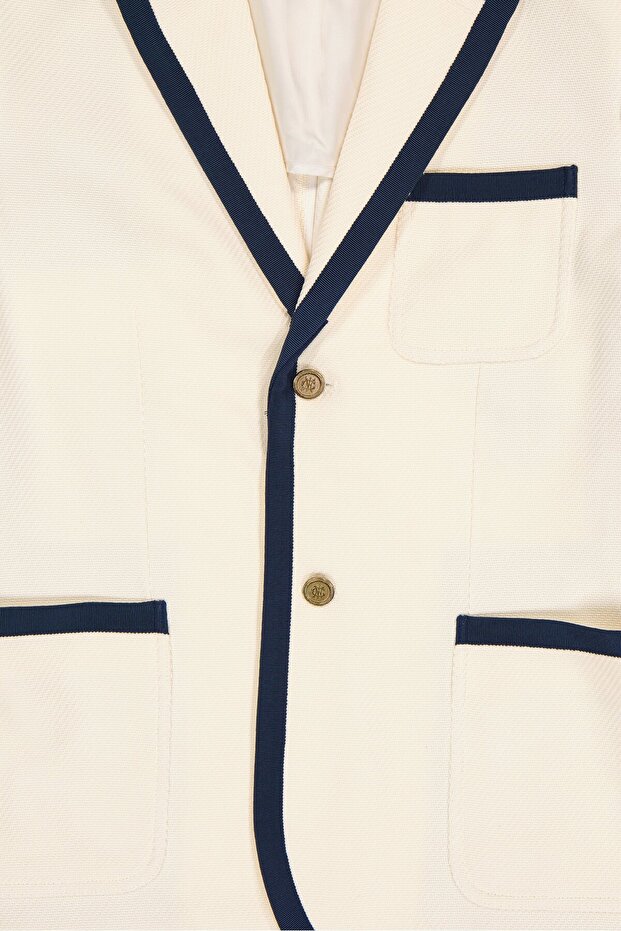 بليزر رجالي شبه رسمي بلون كريمي، بقصة عادية - 4