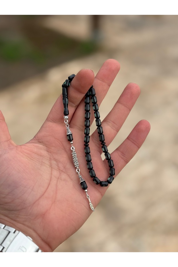 Blue Vermeil Ankle-Length Powder Amber Prayer Beads