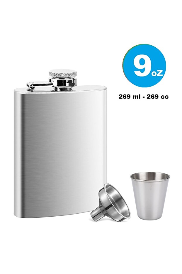 Outdoor Camping Stainless Steel Pocket Flask 1 Pcs Cup and Funnel Set
