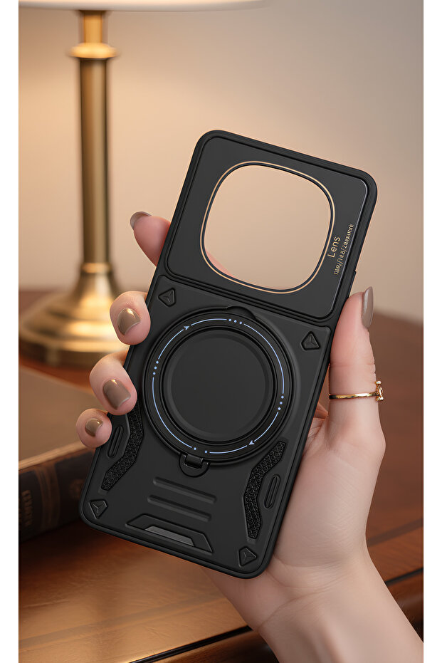 غطاء حماية ثلاثي الأبعاد لعدسة الكاميرا مع حلقة وحامل متوافق مع هاتف Redmi Note 14 Pro 4G - 1