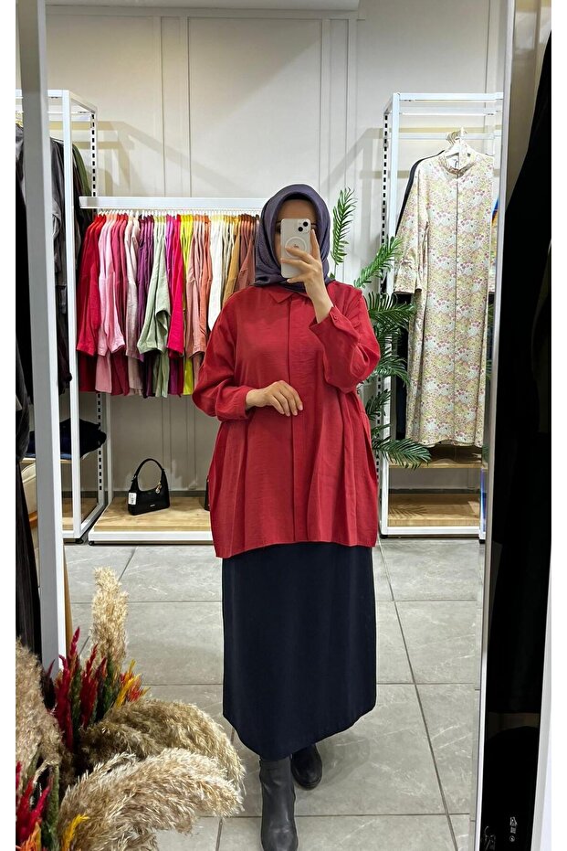 3001 Oversize Buttoned Shirt Red