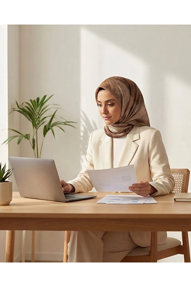 TENSEL EŞARP-Kahve - 2