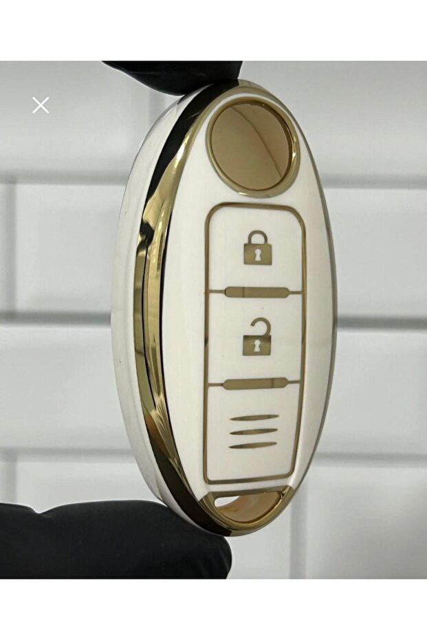 Nissan Juke Qashqai Navara Smart Nano Key Case Cover White Gold