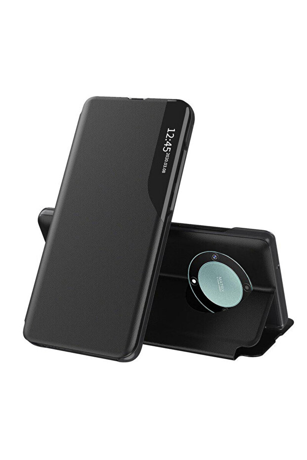 Honor Magic5 Lite Leather View Flip Case, Black - 1