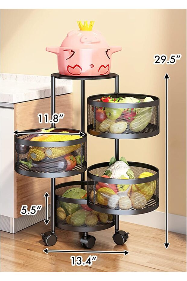 رف تخزين مطبخ دائري دوار متعدد الطبقات - 7