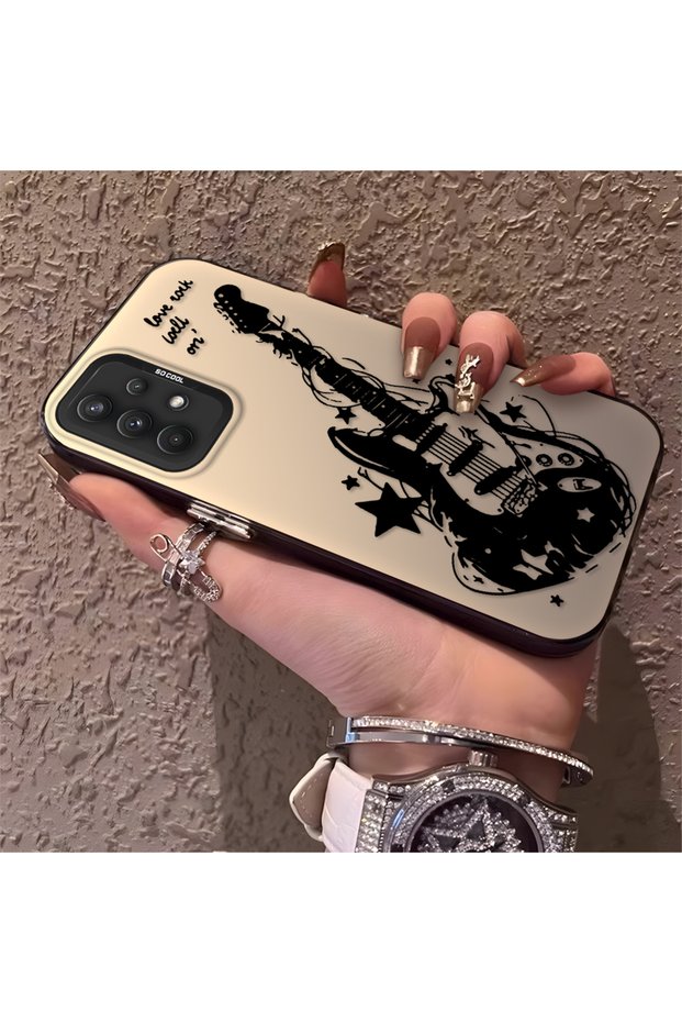 Samsung Galaxy A32 Compatible Silicone Edge Hard Back Anti-Fall Phone Case Guitar Pattern