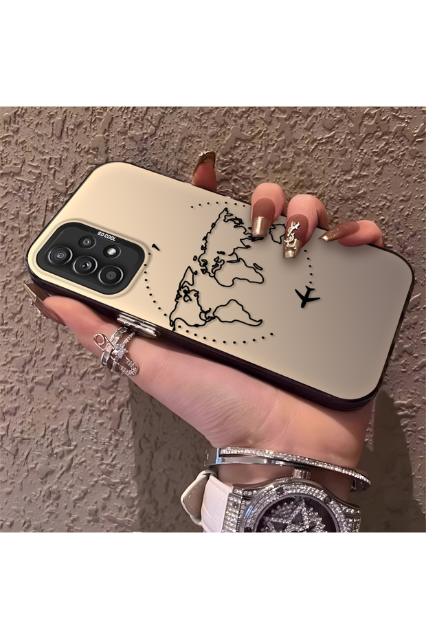 Samsung Galaxy A52 Compatible Silicone Edge Hard Back Anti-Fall Phone Case with Airplane Pattern