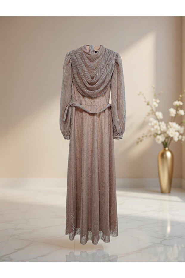 Simli pullu uzun abiye - 2