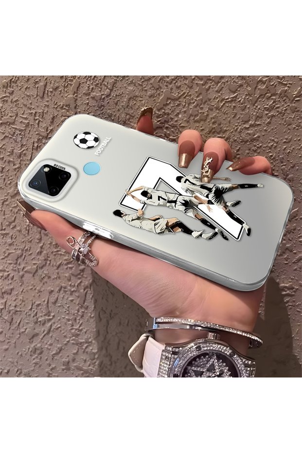 Realme C25Y Compatible Silicone Edge Hard Back Anti-Fall Phone Case Cr7 Patterned