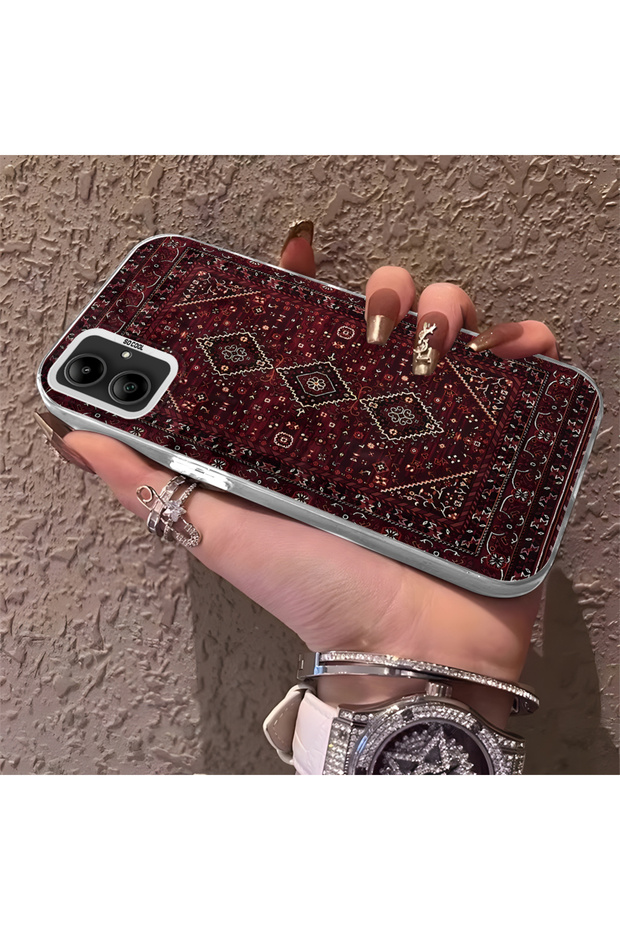 Samsung Galaxy A05 Compatible Silicone Edge Hard Back Anti-Fall Phone Case with Kilim Pattern