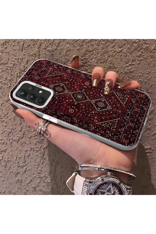 Samsung Galaxy A32 Compatible Silicone Edge Hard Back Anti-Fall Phone Case with Carpet Pattern