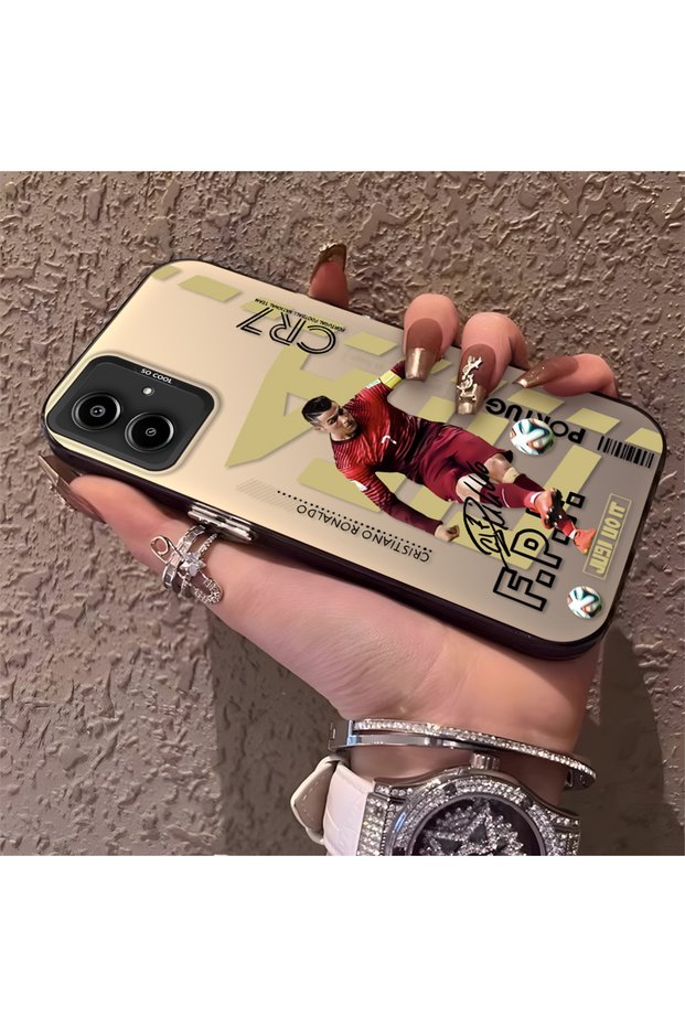 Samsung Galaxy A06 Compatible Silicone Edge Hard Back Anti-Fall Phone Case Cr7 Patterned