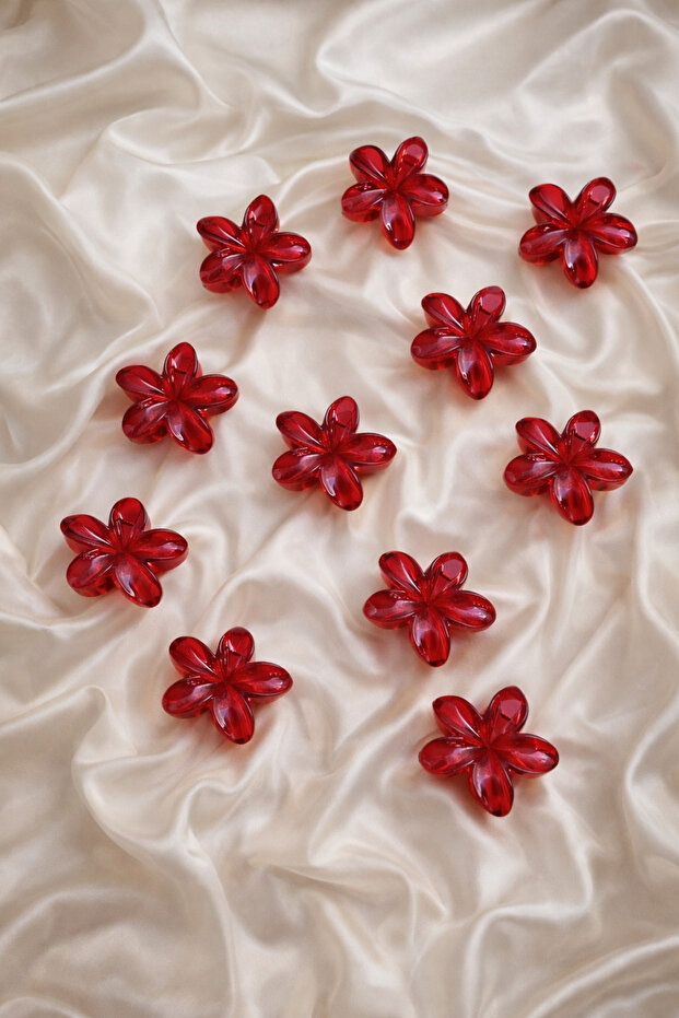 Women's Red Lotus Flower Clasp Buckle 30 Pieces
