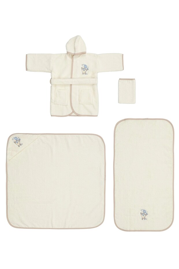 Tazmania Goal Lisans Embroidered Bamboo Newborn Baby Set - Cream Beige