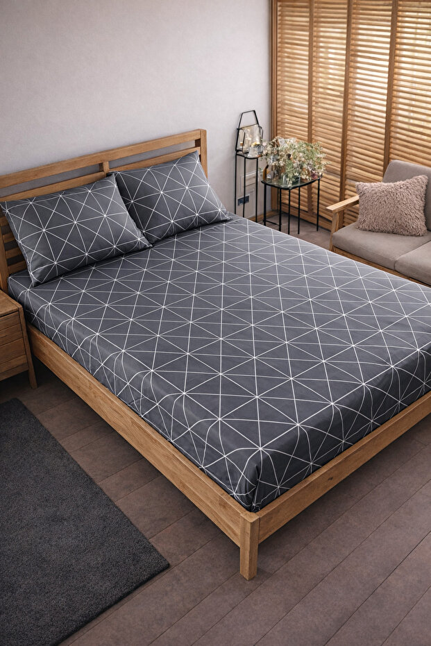 Patterned Cotton Elastic Sheet Set Fully Wrapping Non-Slip Flexible 100X200 Single Size