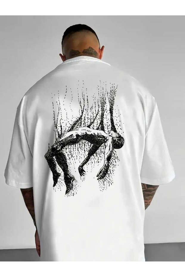 Unisex White Oversize T-Shirt Printed Relaxed Fit Casual Streetwear Stylish Premium