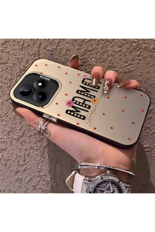 Realme Note 50 4g Compatible Silicone Edge Hard Back Anti-Fall Phone Case with Mama Pattern