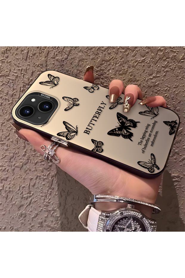 iPhone 15 Compatible Silicone Little Butterfly Edge Hard Back Anti Fall Phone Case